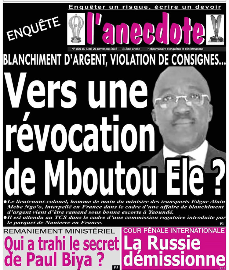 Col Joël Mboutou : «Qu’est-ce que je fais dans une histoire de surfacturation et de marchés fictifs ?»