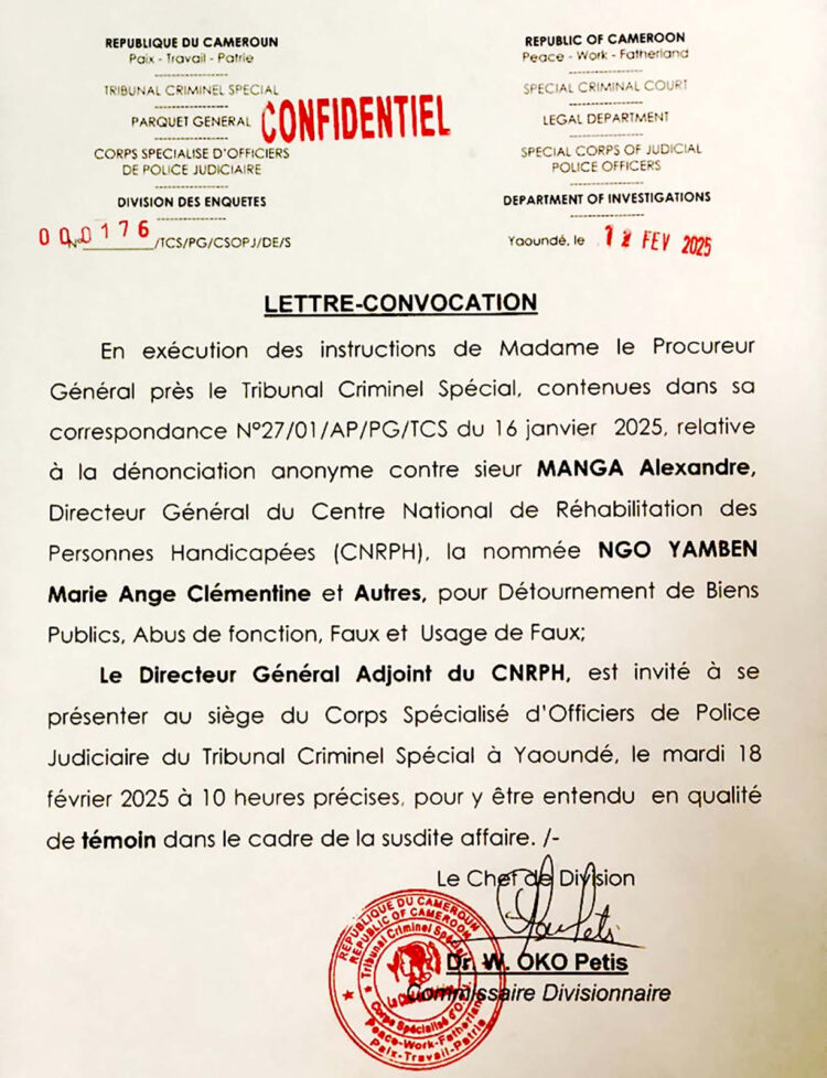 Voici pourquoi le TCS enquête sur la gestion du Dr Manga, DG du Centre des handicapés